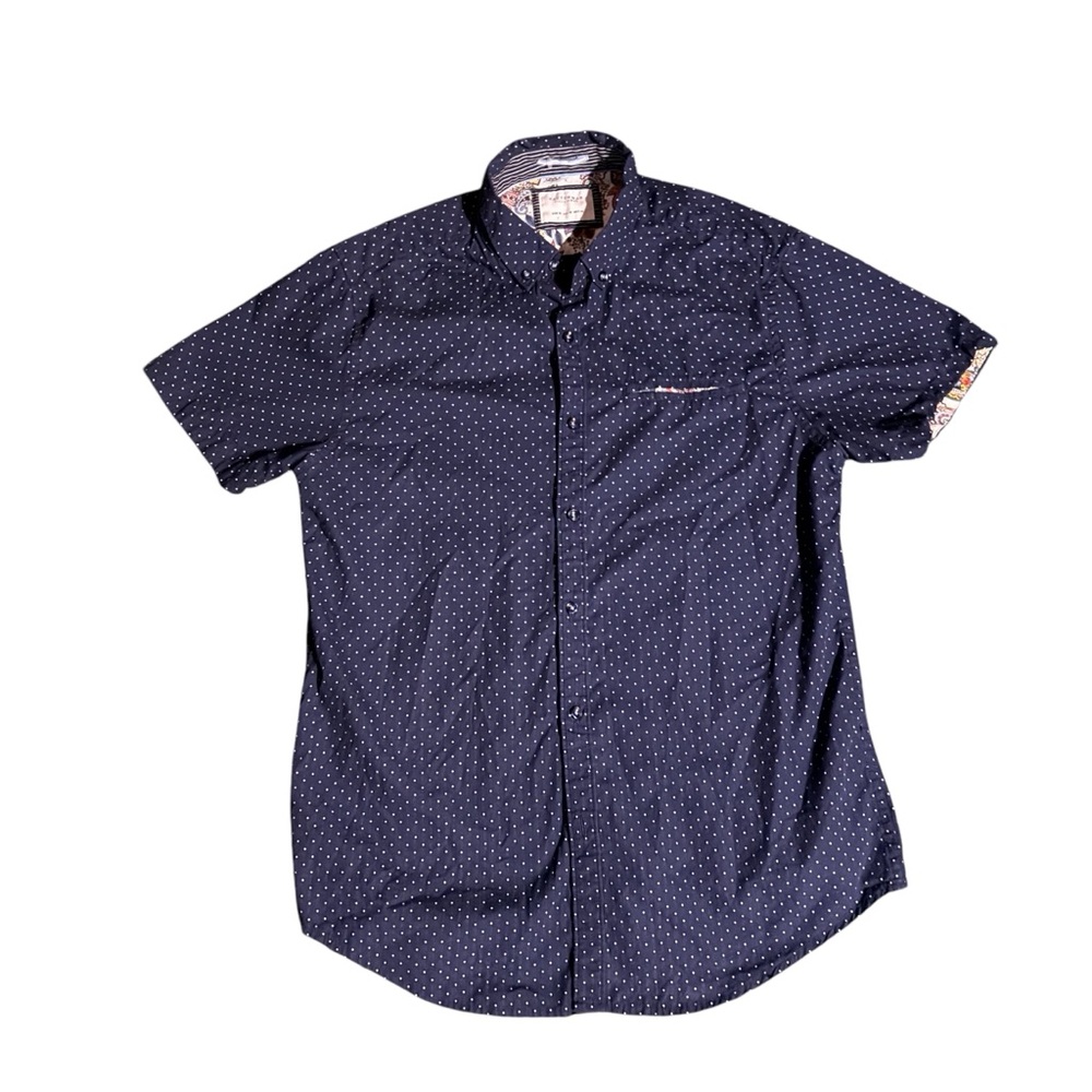 Cactus Man Ricky Singh Sz M Men Button Down Shirt Blue and White